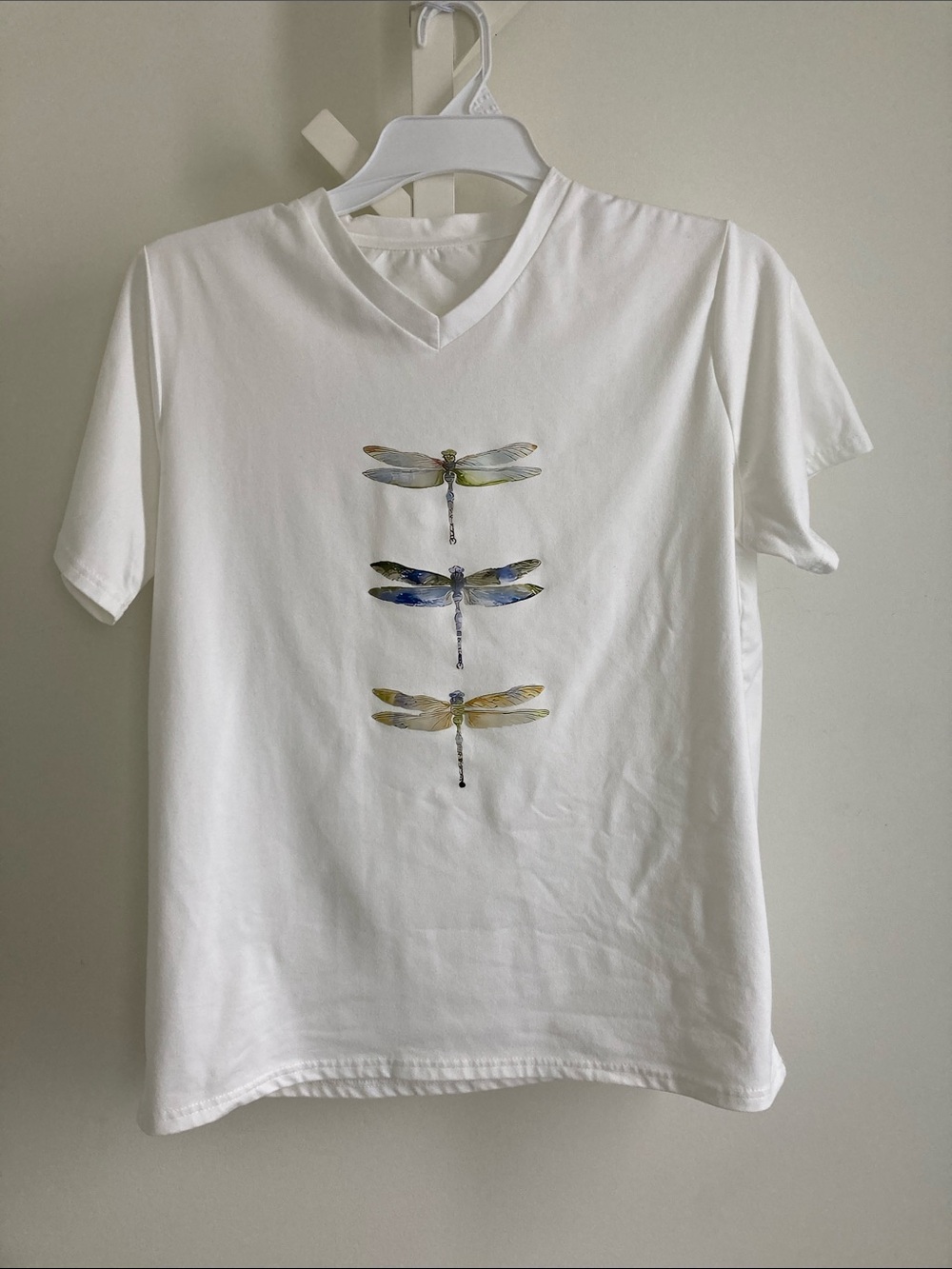 3/$25 Short-sleeved V-neck T Shirt with Butterfly design